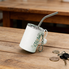3oz Sublimation Stainless Steel Keychain Mini Water Bottle - Blank for Heat Transfer Printing with Straw & Sealed Lid