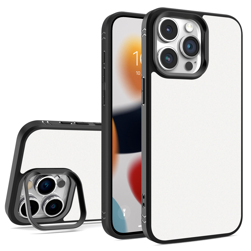 New Arrival Sublimation 2D TPU Phone Case with Hidden Camera Frame Stand - 2 Styles: Aluminum Plate (Non-Magnetic) / PET Film with Magnetic Ring for Heat Transfer Printing