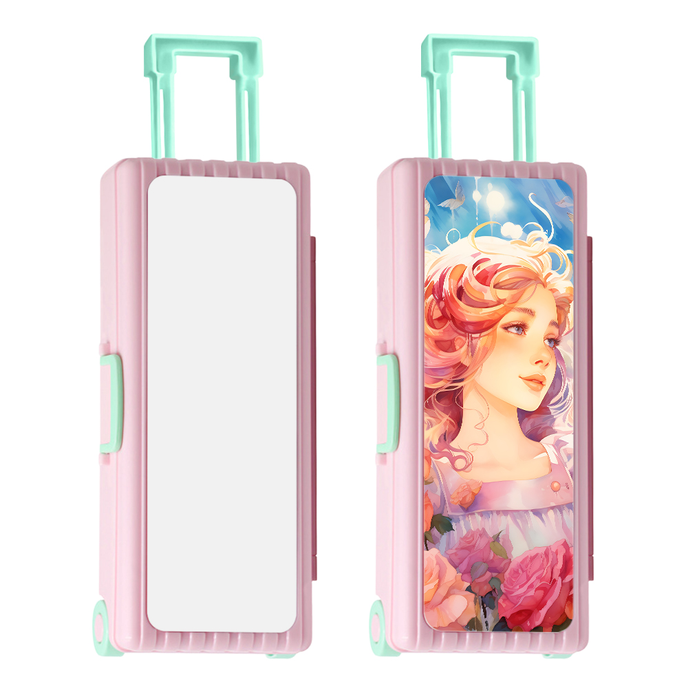 Sublimation Luggage-Shaped Pencil Case - Blank Printable Surface for Heat Transfer, Multi-Layer Stationery Storage Box
