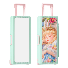 Sublimation Luggage-Shaped Pencil Case - Blank Printable Surface for Heat Transfer, Multi-Layer Stationery Storage Box