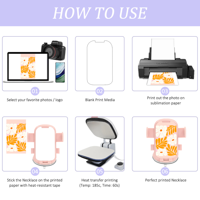 Sublimation Rotatable Car Phone Holder - 360° Adjustable Suction Mount with Blank Printable Panel for Heat Transfer