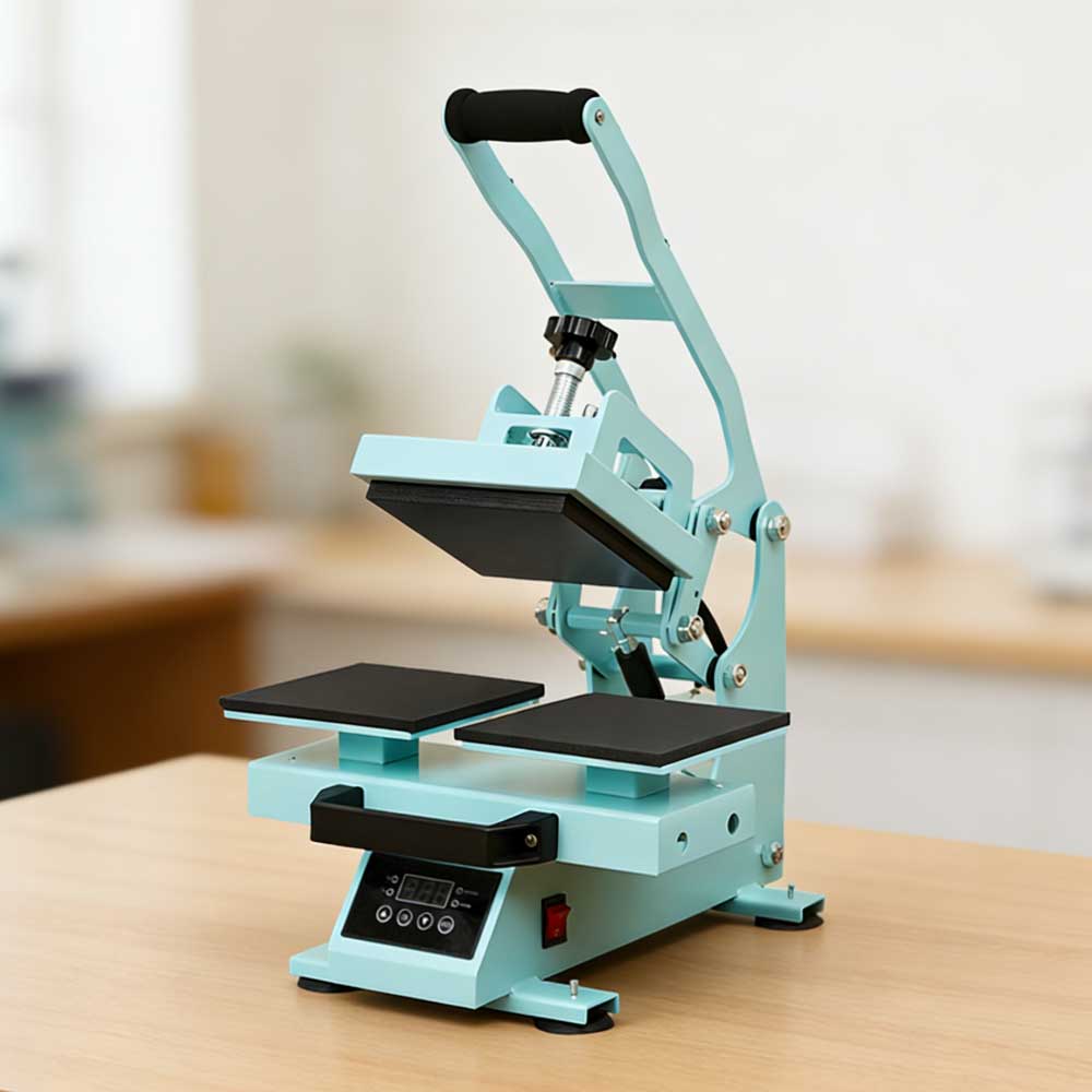 16x16cm Double-Station Flat Heat Press Machine - Manual Sublimation Transfer Equipment for T-Shirts & Patches