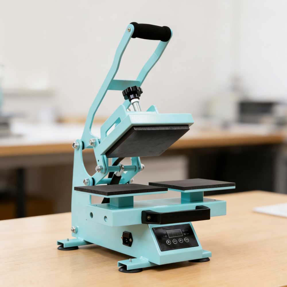 16x16cm Double-Station Flat Heat Press Machine - Manual Sublimation Transfer Equipment for T-Shirts & Patches