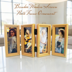 Bamboo Wood 4-Panel Folding Screen Frame Stand -Sublimation Photo Frame - Single-Sided Printable