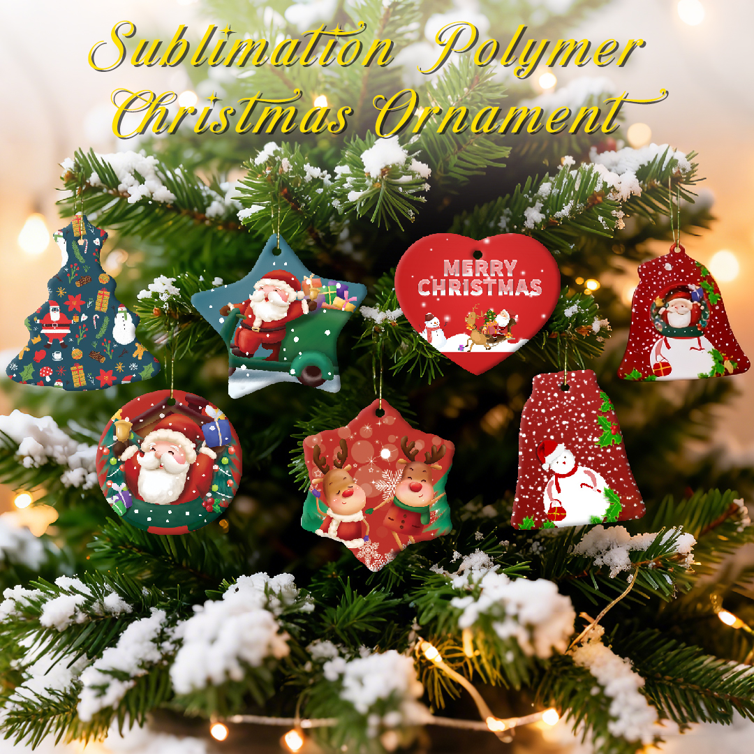 Sublimation Polymer Christmas Ornament Xmas Tree Decoration Plastic Christmas Ornament