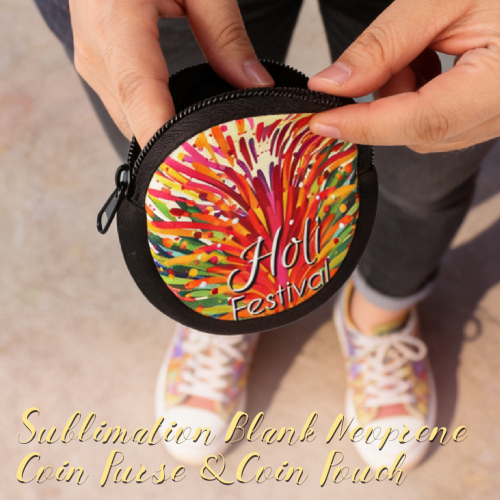Sublimation Blank Neoprene Zipper Coin Purse - Single-Sided Printable Round Pouch for Custom Designs