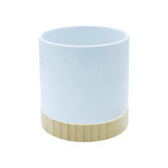 Sublimation Blank Ceramic Planter with Bamboo Base - Printable Surface for Custom Plant Pot Design