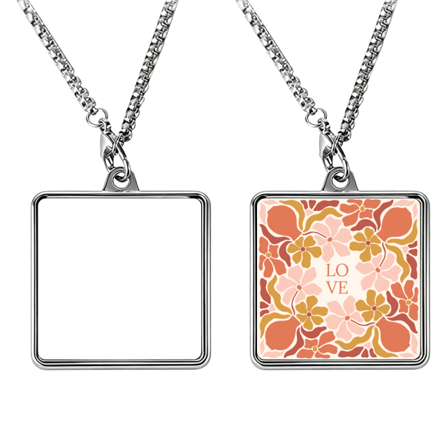 Sublimation Blank Metal Pendant Necklaces - Multiple Shapes & Double-Sided Printable Options for Custom Jewelry Making