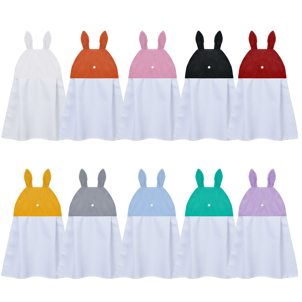 Sublimation Blank Waffle Weave Hand Towel - Cute Bunny Ear Hanging Design for Heat Transfer Printing