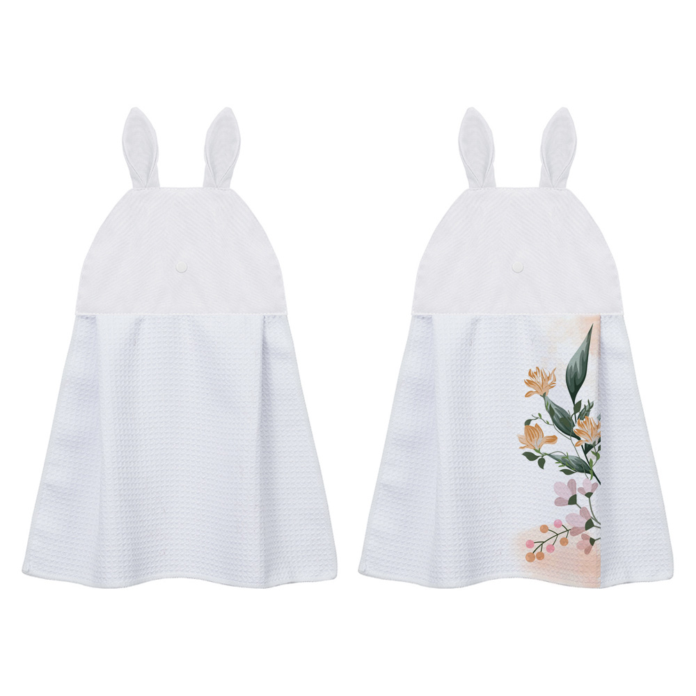 Sublimation Blank Waffle Weave Hand Towel - Cute Bunny Ear Hanging Design for Heat Transfer Printing