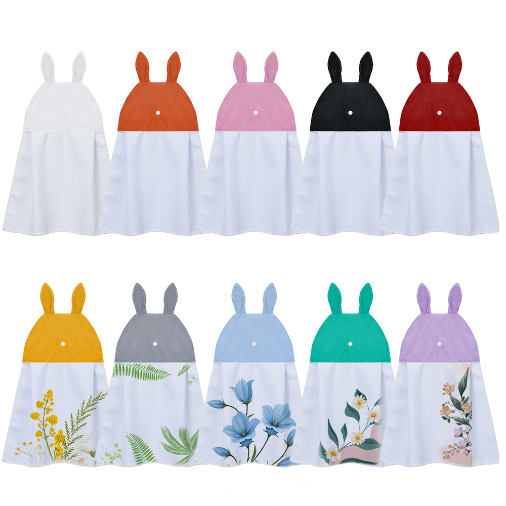 Sublimation Blank Waffle Weave Hand Towel - Cute Bunny Ear Hanging Design for Heat Transfer Printing