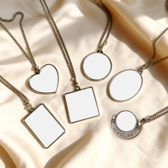 Sublimation Blank Metal Pendant Necklaces - Multiple Shapes & Double-Sided Printable Options for Custom Jewelry Making