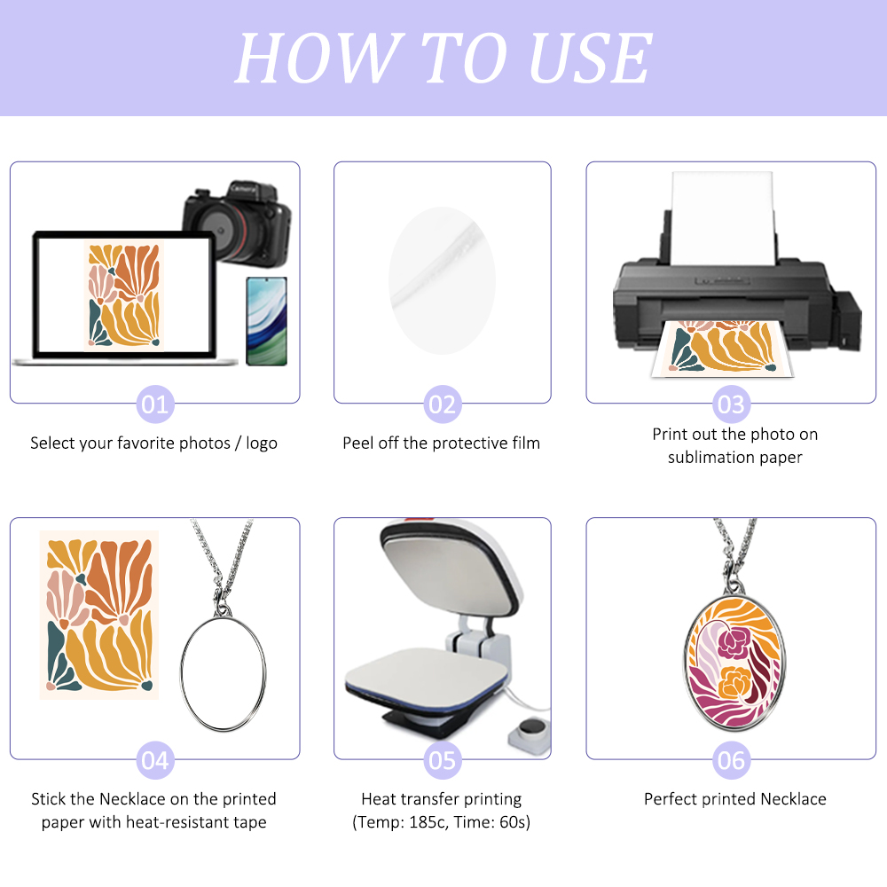 Sublimation Blank Metal Pendant Necklaces - Multiple Shapes & Double-Sided Printable Options for Custom Jewelry Making