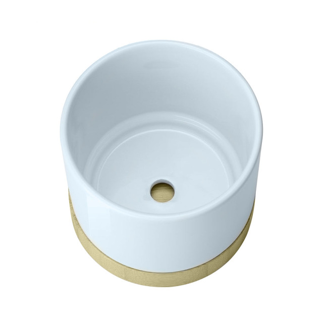 Sublimation Blank Ceramic Planter with Bamboo Base - Printable Surface for Custom Plant Pot Design