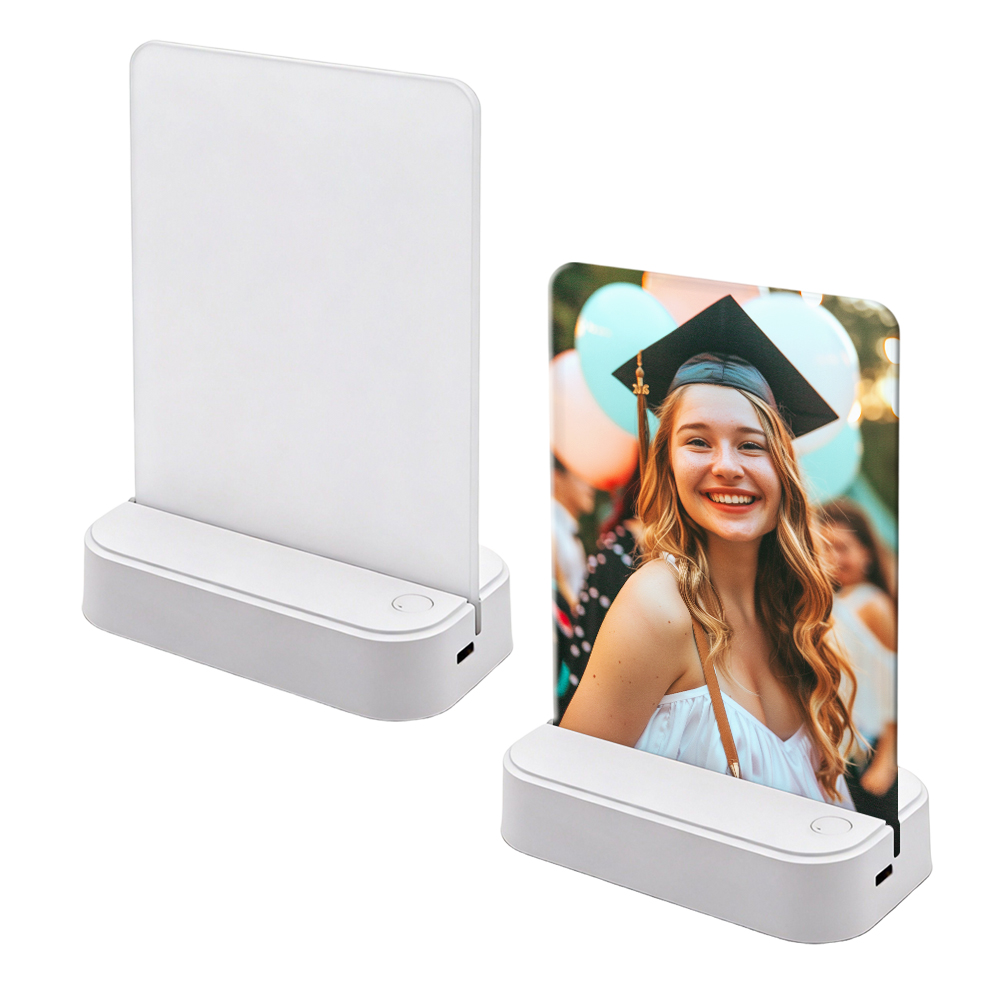 Sublimation Blank Acrylic Colorful LED Photo Frame - Vertical & Horizontal Options, USB/Battery Powered for Custom Night Light Displays