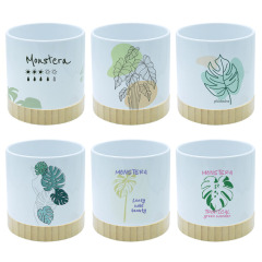 Sublimation Blank Ceramic Planter with Bamboo Base - Printable Surface for Custom Plant Pot Design