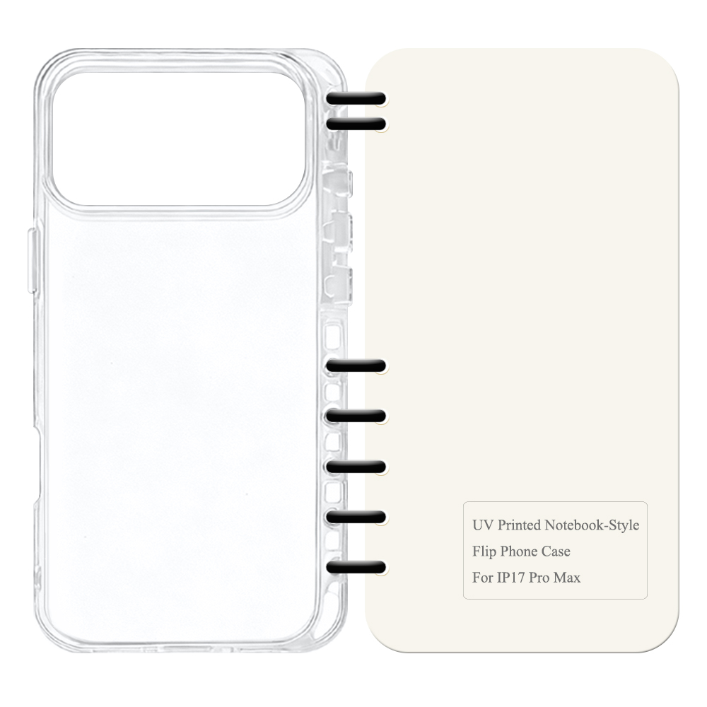 Cute UV Printable Spiral Flip Notebook Phone Case for iPhone 17 Series - Clear Soft TPU Protective Cover