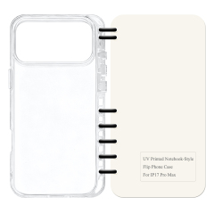 Cute UV Printable Spiral Flip Notebook Phone Case for iPhone 17 Series - Clear Soft TPU Protective Cover
