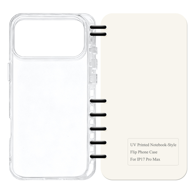 Cute UV Printable Spiral Flip Notebook Phone Case for iPhone 17 Series - Clear Soft TPU Protective Cover