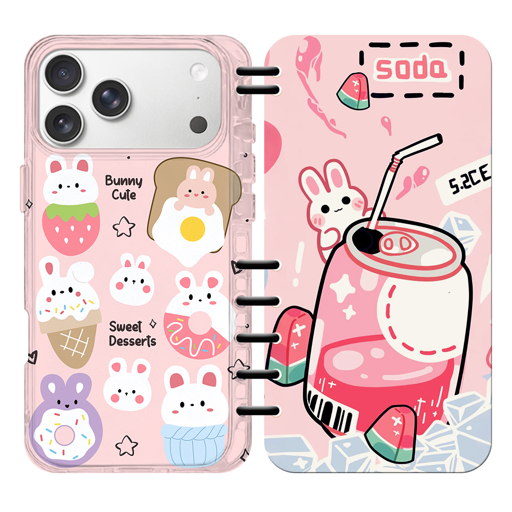 Cute UV Printable Spiral Flip Notebook Phone Case for iPhone 17 Series - Clear Soft TPU Protective Cover