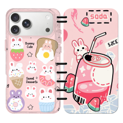 Cute UV Printable Spiral Flip Notebook Phone Case for iPhone 17 Series - Clear Soft TPU Protective Cover