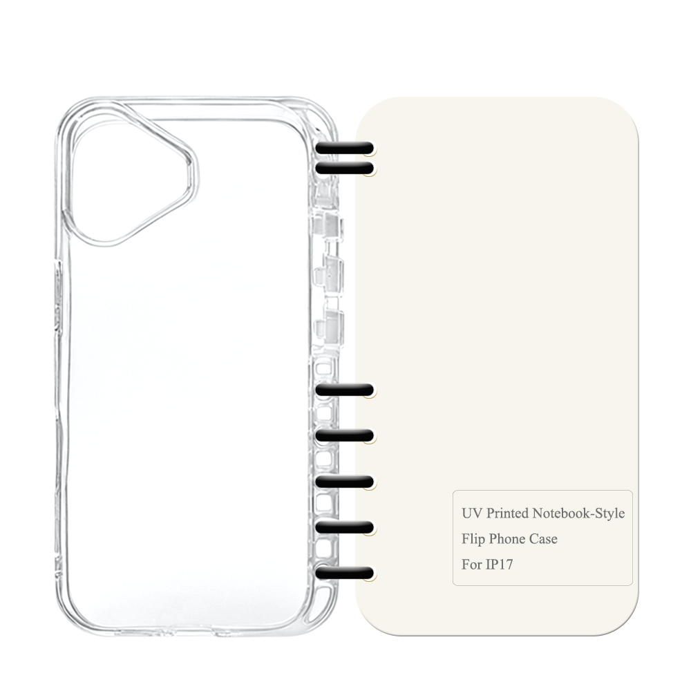 Cute UV Printable Spiral Flip Notebook Phone Case for iPhone 17 Series - Clear Soft TPU Protective Cover