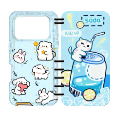 Cute UV Printable Spiral Flip Notebook Phone Case for iPhone 17 Series - Clear Soft TPU Protective Cover