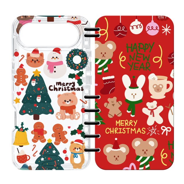 Cute UV Printable Spiral Flip Notebook Phone Case for iPhone 17 Series - Clear Soft TPU Protective Cover