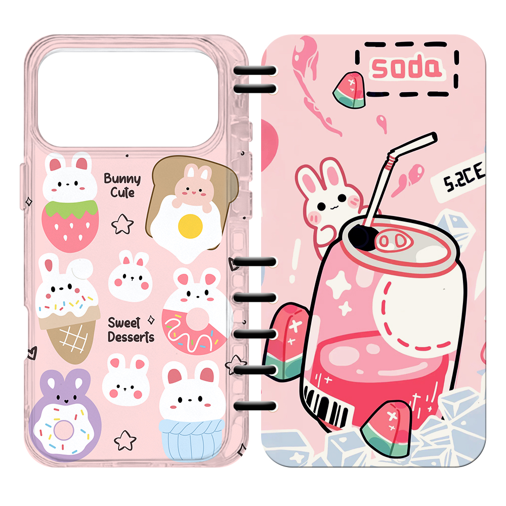 Cute UV Printable Spiral Flip Notebook Phone Case for iPhone 17 Series - Clear Soft TPU Protective Cover