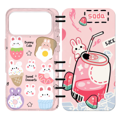 Cute UV Printable Spiral Flip Notebook Phone Case for iPhone 17 Series - Clear Soft TPU Protective Cover
