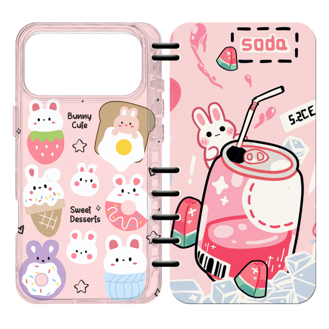 Cute UV Printable Spiral Flip Notebook Phone Case for iPhone 17 Series - Clear Soft TPU Protective Cover