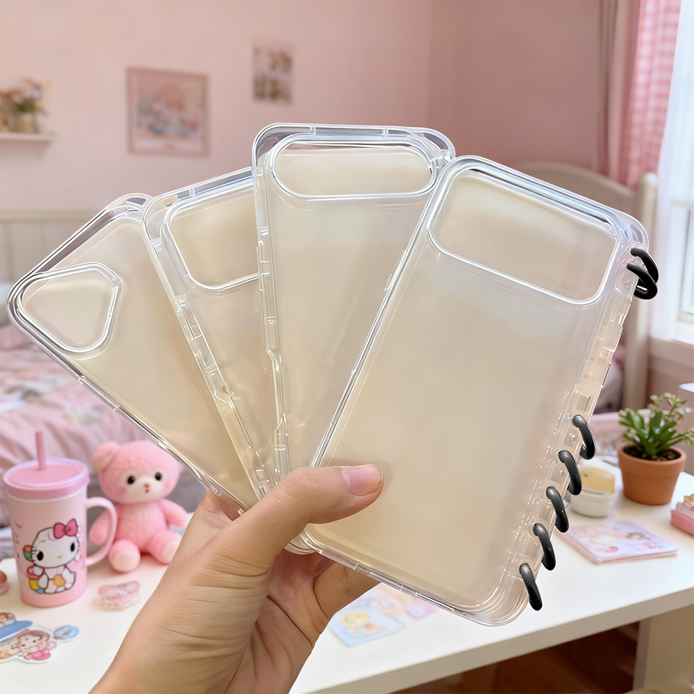 Cute UV Printable Spiral Flip Notebook Phone Case for iPhone 17 Series - Clear Soft TPU Protective Cover