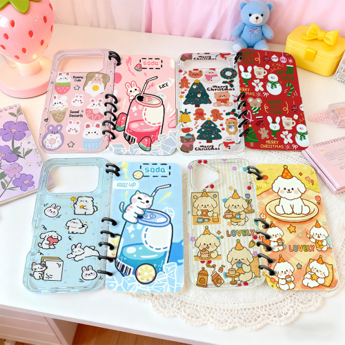 Cute UV Printable Spiral Flip Notebook Phone Case for iPhone 17 Series - Clear Soft TPU Protective Cover