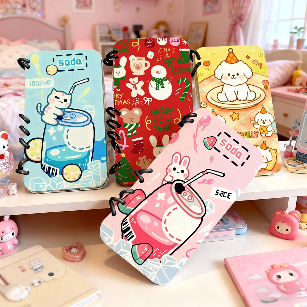 Cute UV Printable Spiral Flip Notebook Phone Case for iPhone 17 Series - Clear Soft TPU Protective Cover