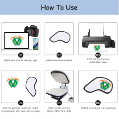 Sublimation Blank Neoprene Golf Iron Headcovers - Double-Sided Printable, Velcro Closure for Custom Golf Club Protection