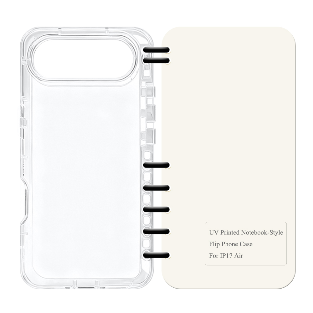 Cute UV Printable Spiral Flip Notebook Phone Case for iPhone 17 Series - Clear Soft TPU Protective Cover