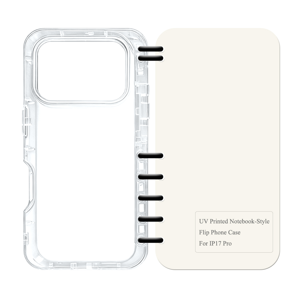 Cute UV Printable Spiral Flip Notebook Phone Case for iPhone 17 Series - Clear Soft TPU Protective Cover