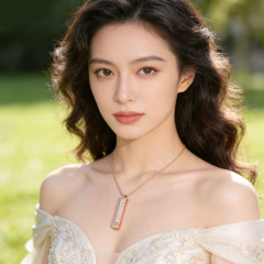 3D Bar Pendant Necklace with Sparkling Crystals - Pull-Out "I Love You" Hidden Message Design in Gold/Rose Gold/Silver