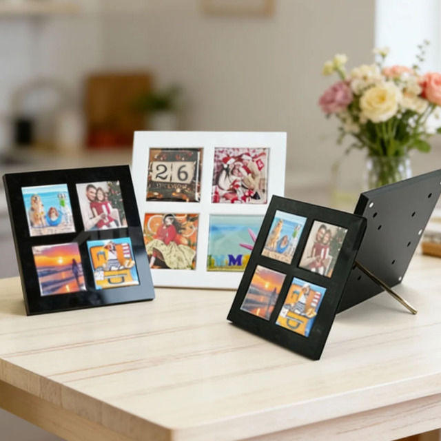Sublimation Blank Acrylic Magnetic Photo Frame - Dual Use Fridge Magnet & Tabletop Display with Multi-Photo Layouts