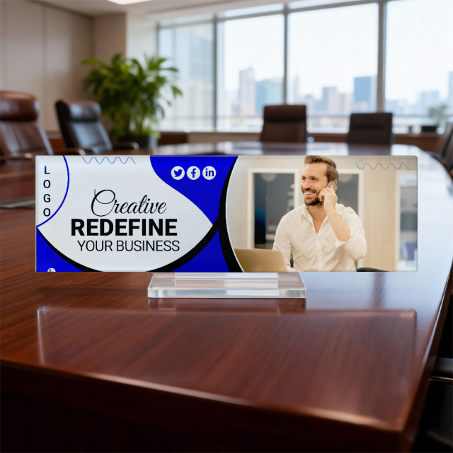 Sublimation Blank Acrylic Desk Name Plate - Custom Printable Office Name Sign for Conferences & Workspaces