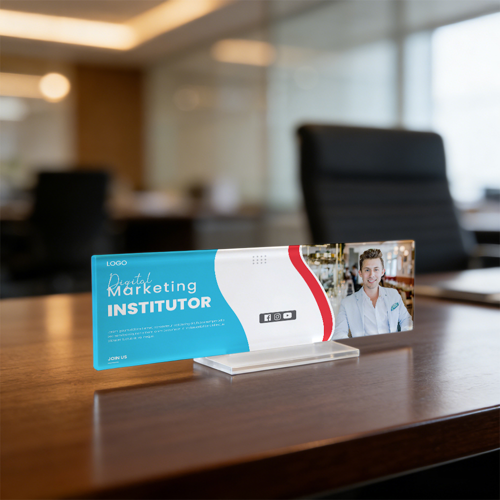 Sublimation Blank Acrylic Desk Name Plate - Custom Printable Office Name Sign for Conferences & Workspaces