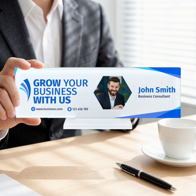 Sublimation Blank Acrylic Desk Name Plate - Custom Printable Office Name Sign for Conferences & Workspaces