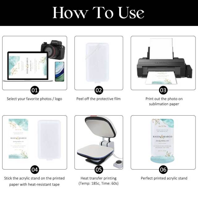 Sublimation Blank Acrylic Table Sign with Stand - Custom Printable Display for Weddings, Banquets & Events