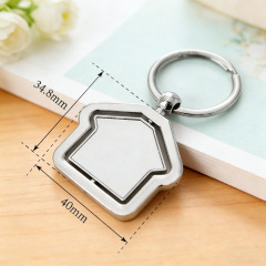 Sublimation Blank Zinc Alloy Rotating Keychain - Double-Sided House Shape Photo Keyring for Custom Printing