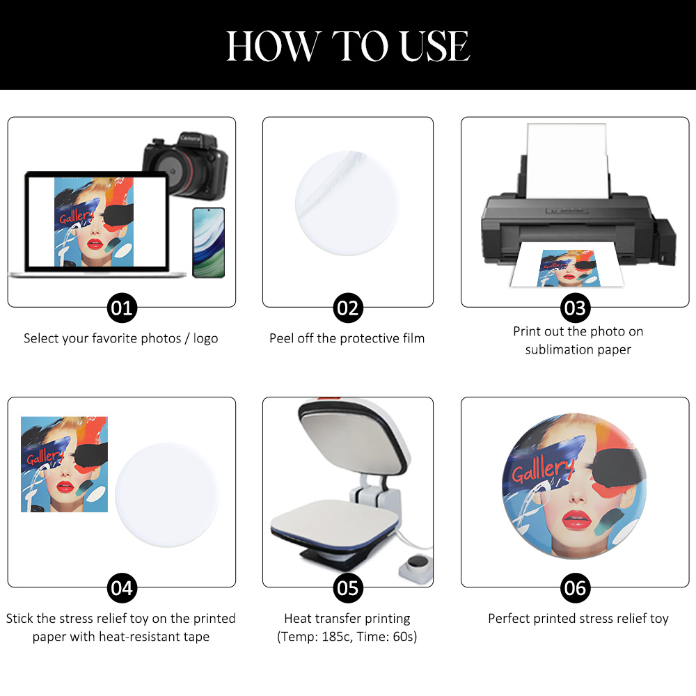 Sublimation Blank Acrylic Magnetic Fidget Toy - 360° Spinning Stress Relief & Fridge Magnet for Custom Printing