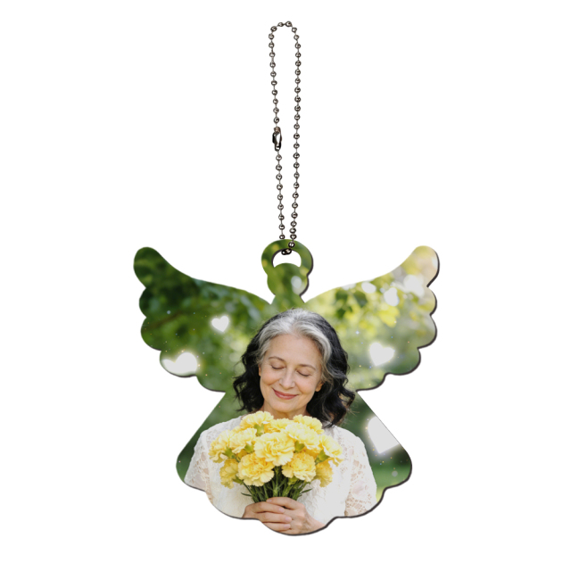 Sublimation Blank Angel Wings Car Pendant - Double-Sided Printable MDF Memorial Ornament for Custom Photo Printing