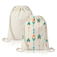 Sublimation Blank Cotton Linen Drawstring Bag - Double-Sided Printable 30x40cm Gym & Travel Sack for Custom Heat Transfer