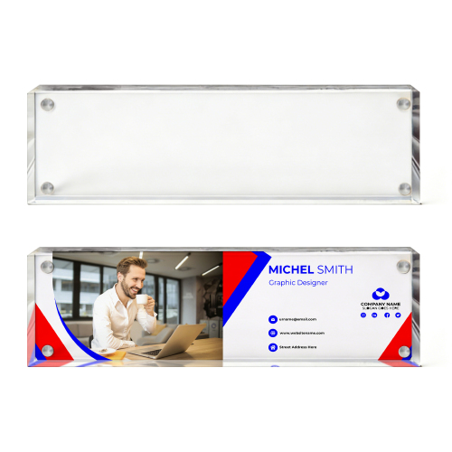 Sublimation Blank Acrylic Magnetic Desk Name Plate - Premium Clear Display Sign for Custom Office & Event Identification