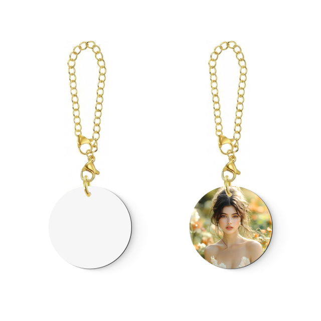 Sublimation Blank Round Pendant - Double-Sided Printable Zinc Alloy Photo Charm for Keychains & Bags