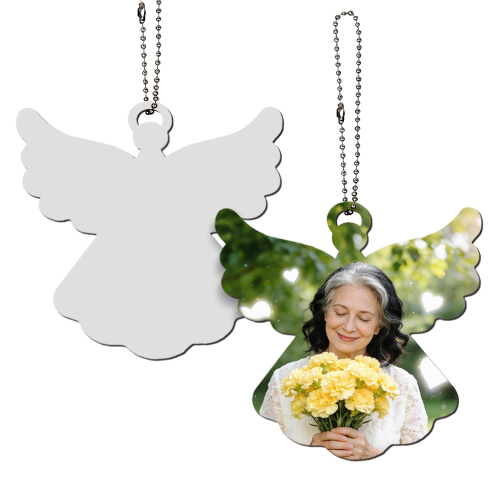 Sublimation Blank Angel Wings Car Pendant - Double-Sided Printable MDF Memorial Ornament for Custom Photo Printing